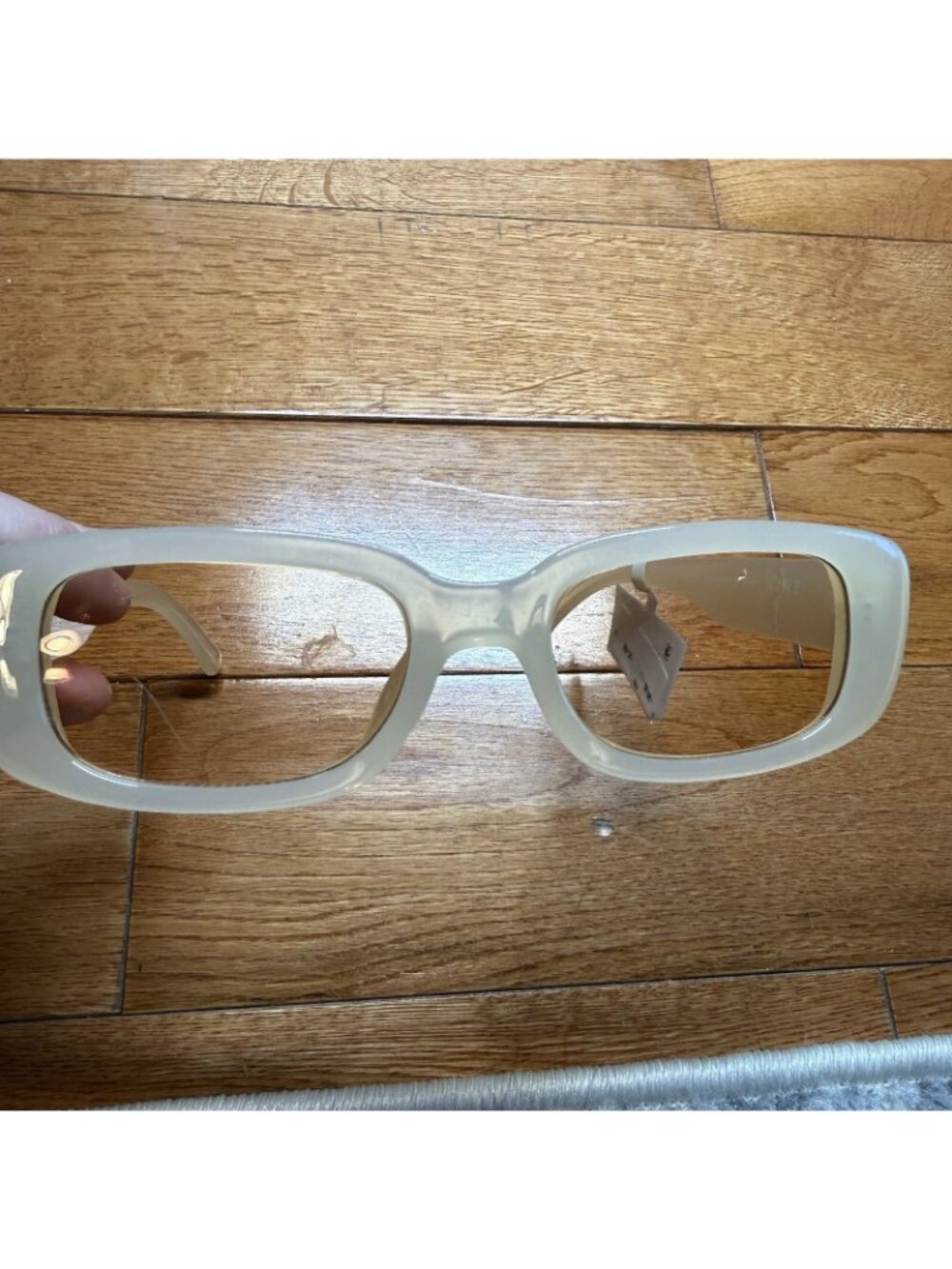 AIRE Clear Milky Sunglasses Rectangle Retro Translucent Frame Trendy Chic - Picture 3 of 8